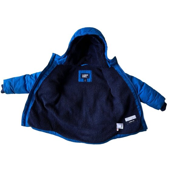 Lands End Boys Fleece Lined Coat Sz S Hooded Blue Zip Pockets Snow Ski R… - Picture 9 of 12